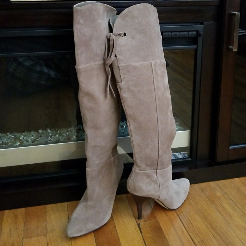 Arturo Chiang tan suede knee high boots.